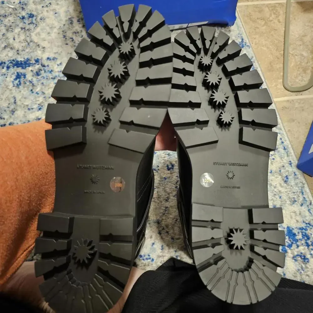 Stuart Weitzman Maverick Bedford Motor Black Leather Boots sz 10 - Picture 3 of 3